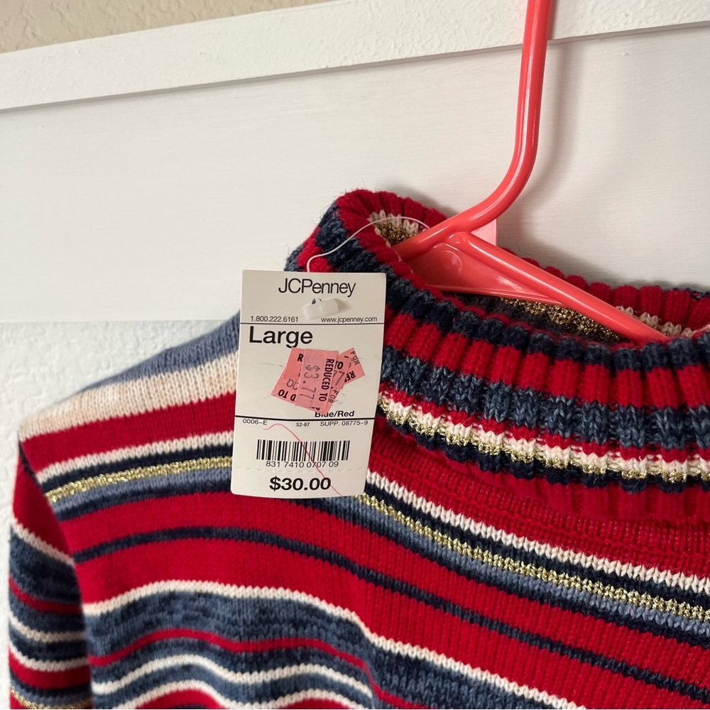 Tiara Women's Large Turtleneck Striped Sweater NWT - Picture 2 of 8